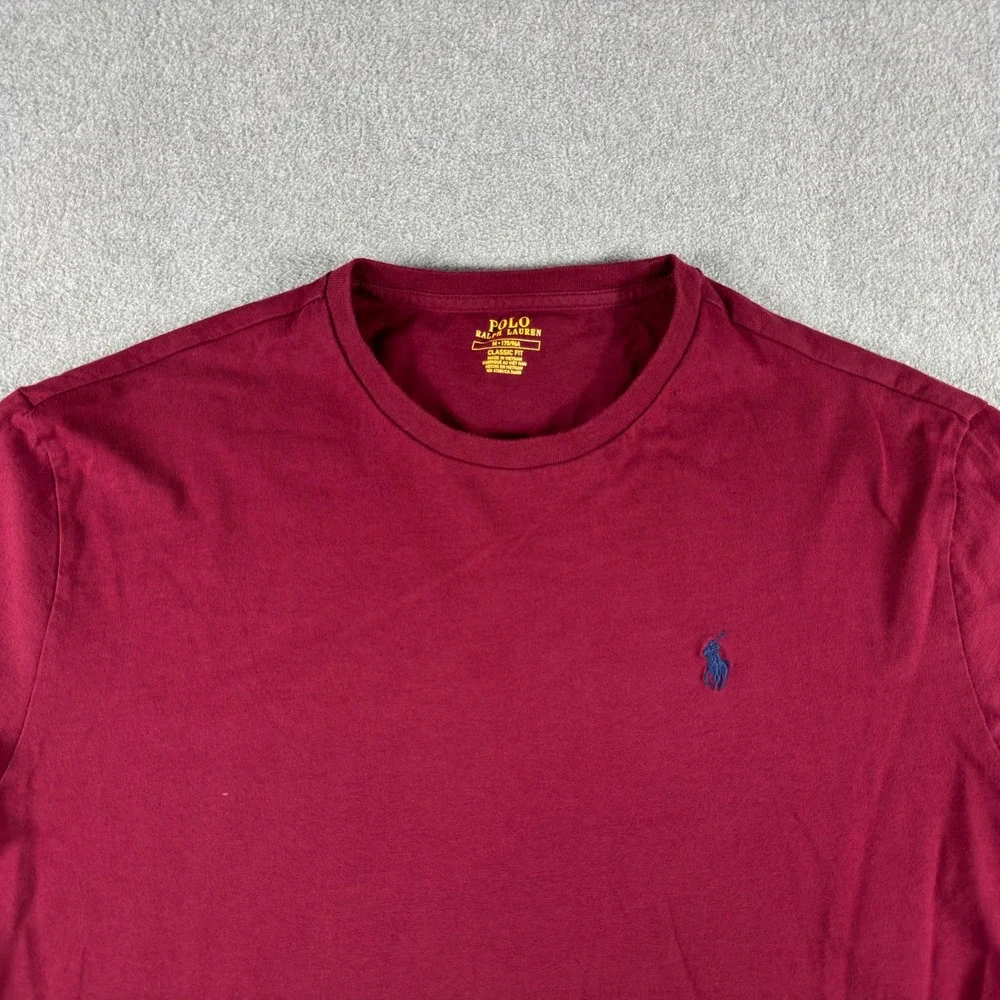 Polo Ralph Lauren T Shirt Mens M Burgundy Navy Pony Classic Fit Short Sleeve